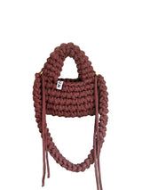 Deep brown crochet shoulder bag with a hand-braided strap