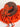 Bright orange crochet bag with a deep brown collar, two arc handles and long orange and brown ties